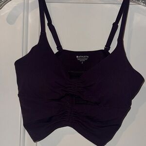 Athleta Dark Purple Ruched Padded Bra Top